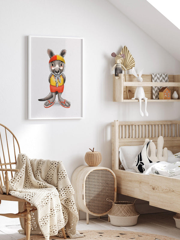 Charlie the kangaroo | Children illustration | Art print kids decor nursery | Australian animals print - Australia Unseen