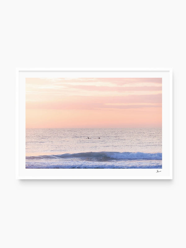 Pastel Sunrise with Dolphins (Boomerang Beach) - Wall Art Print