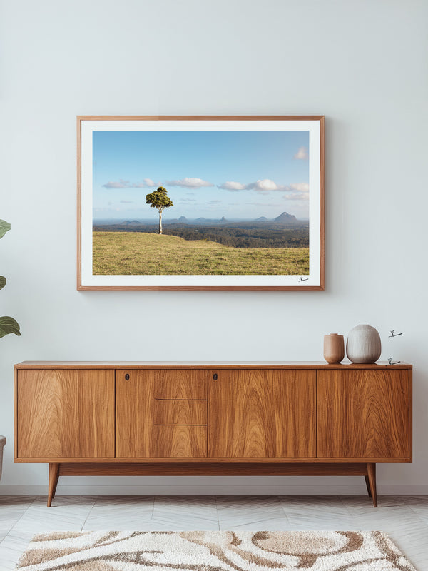 One Tree Hill 01 - Glass House Mountains Wall Art Print