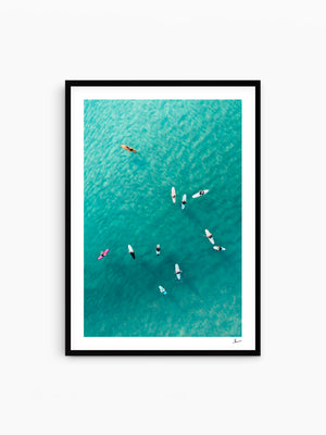 Turquoise Lineup - Bondi Beach, Sydney — surf sunrise wall art print in Classic Black frame · Australia Unseen