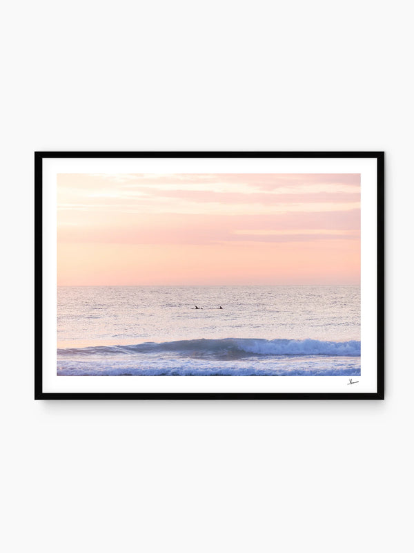 Pastel Sunrise with Dolphins (Boomerang Beach) - Wall Art Print