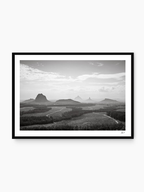 Glass House Mountains 04 - Black & White Wall Art Print