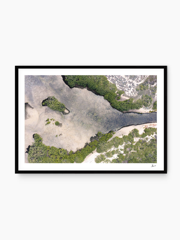 Mangrove Bay — wall art print in Classic Black frame · Australia Unseen