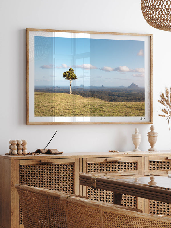 One Tree Hill 01 - Glass House Mountains Wall Art Print