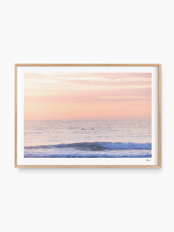 Pastel Sunrise with Dolphins (Boomerang Beach) - Wall Art Print