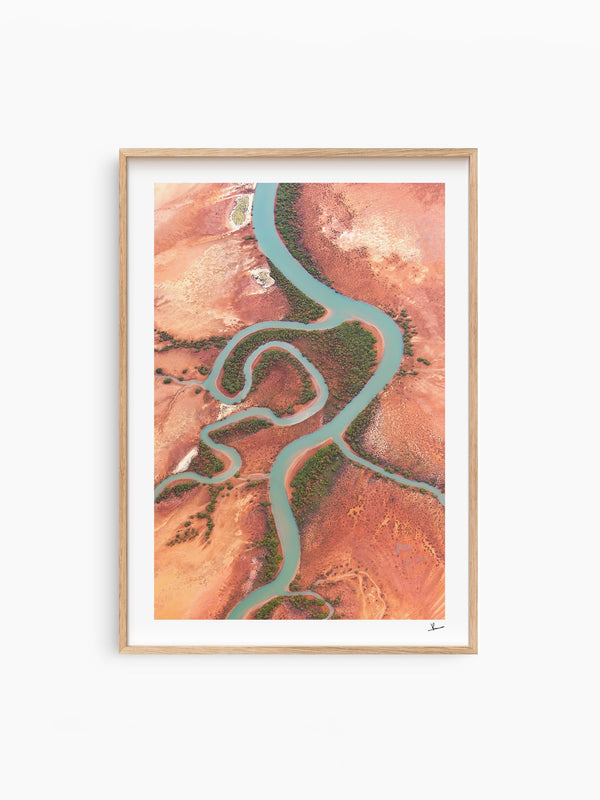 Desert Arteries — wall art print in Classic Raw Wood frame · Australia Unseen