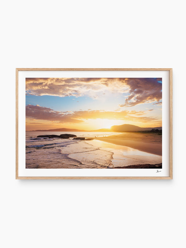 Trial Bay Front Beach Sunrise — wall art print in Classic Raw Wood frame · Australia Unseen