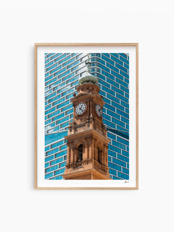 Clock Tower — wall art print in Classic Raw Wood frame · Australia Unseen