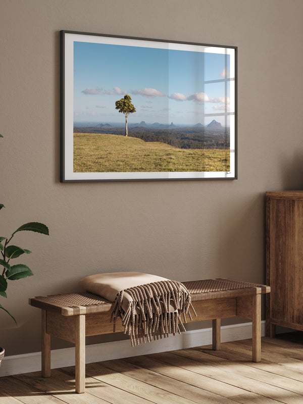 One Tree Hill 01 - Glass House Mountains Wall Art Print