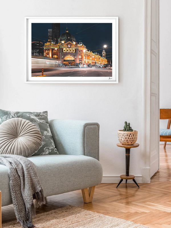Flinders Street Station (night time) - Wall Art Print