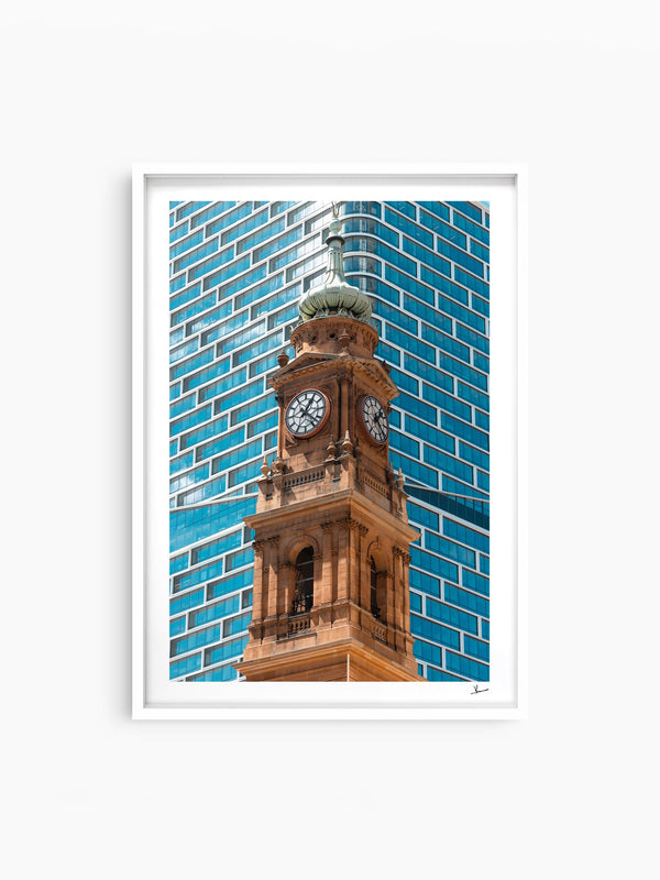 Clock Tower — wall art print in ShadowBox White frame · Australia Unseen
