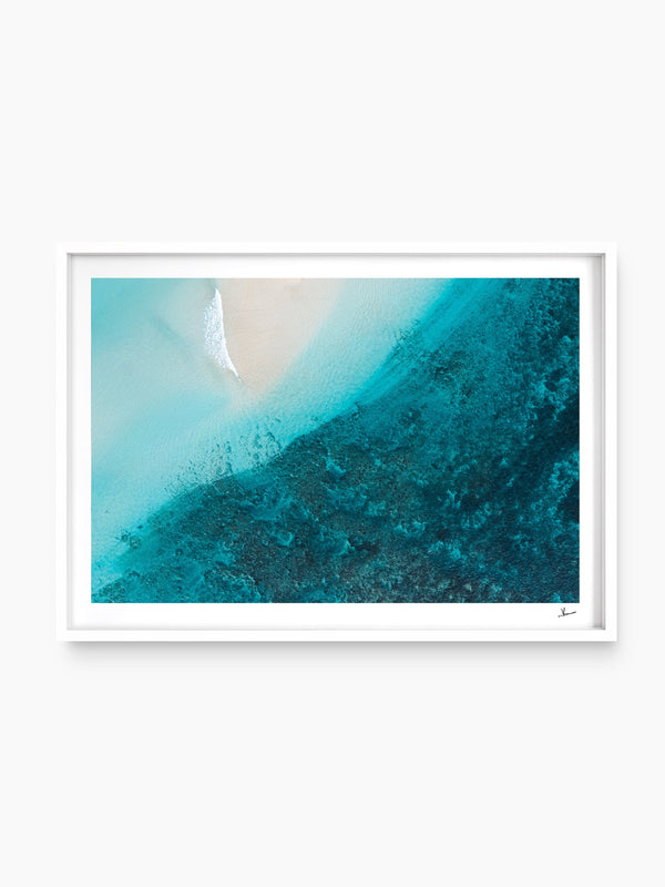Reef Line — wall art print in ShadowBox White frame · Australia Unseen