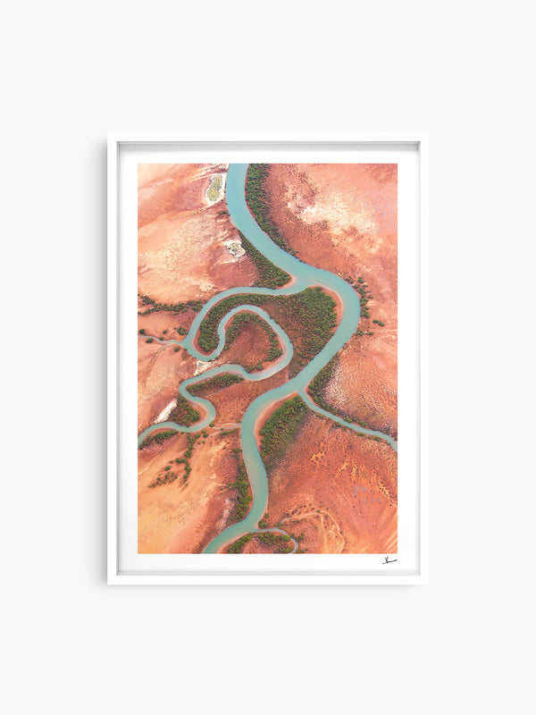 Desert Arteries — wall art print in ShadowBox White frame · Australia Unseen