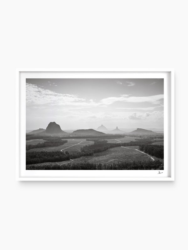 Glass House Mountains 04 - Black & White Wall Art Print