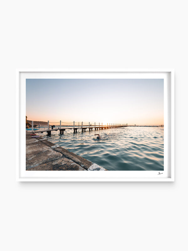 Narrabeen Rock Pool — wall art print in ShadowBox White frame · Australia Unseen