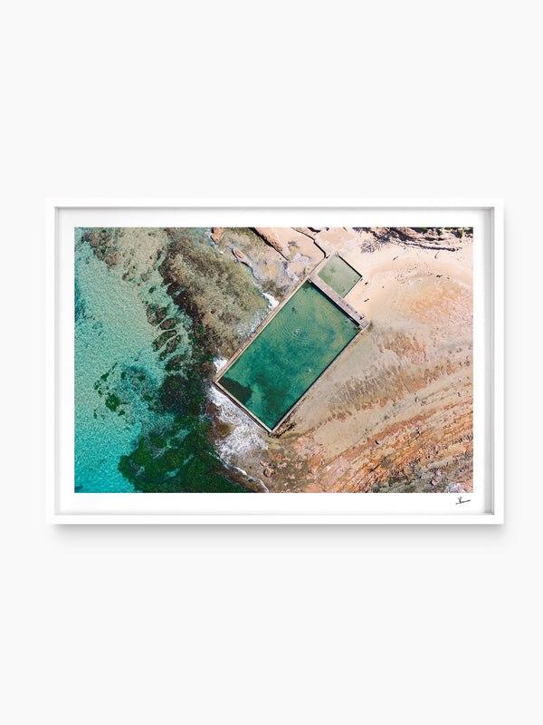Bulli Rock Pool — wall art print in ShadowBox White frame · Australia Unseen