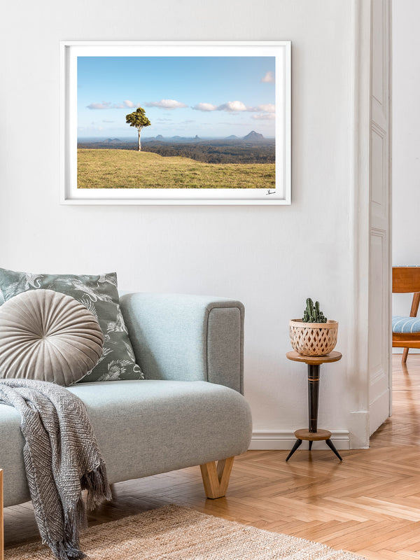 One Tree Hill 01 - Glass House Mountains Wall Art Print