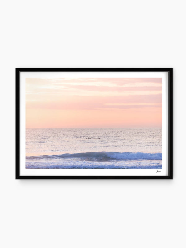 Pastel Sunrise with Dolphins (Boomerang Beach) - Wall Art Print