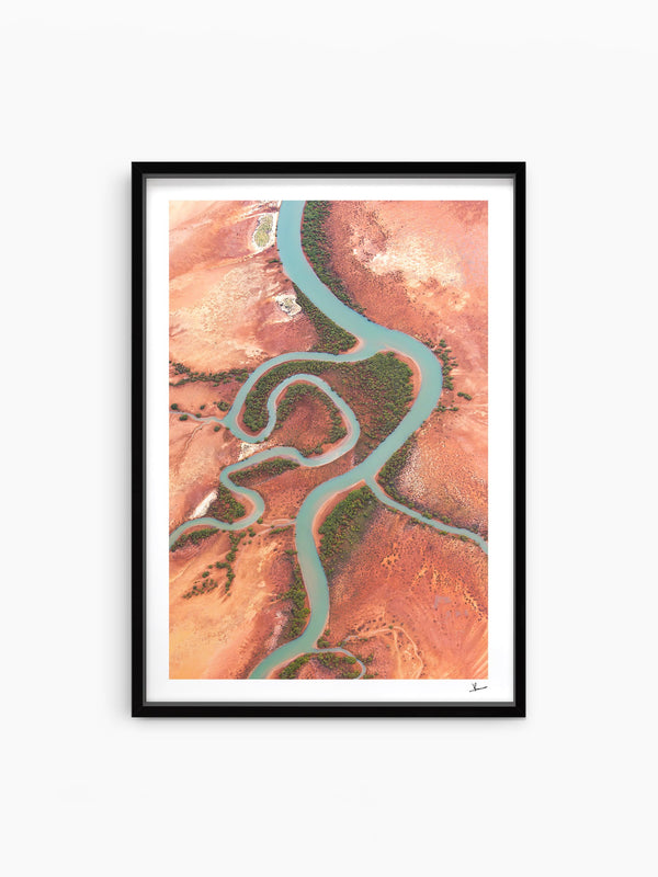 Desert Arteries — wall art print in ShadowBox Black frame · Australia Unseen