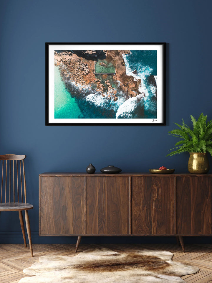 Low Tide Geometry – North Curl Curl Pool Aerial Wall Art Print