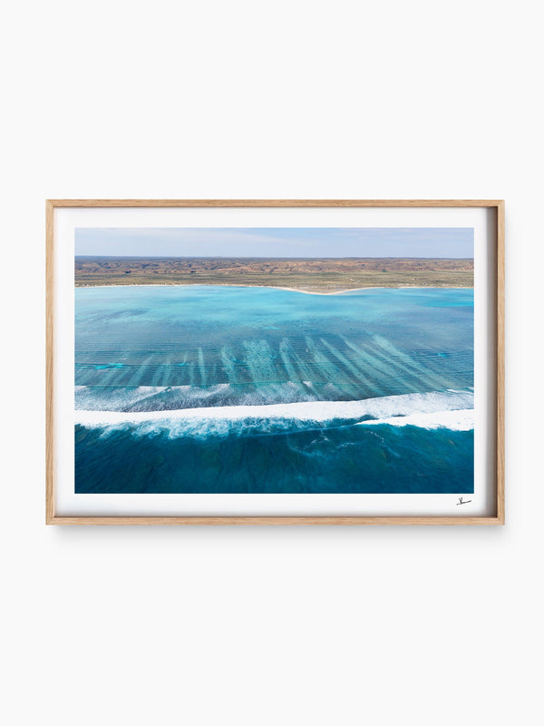 Ningaloo Reef — wall art print in ShadowBox Raw Wood frame · Australia Unseen