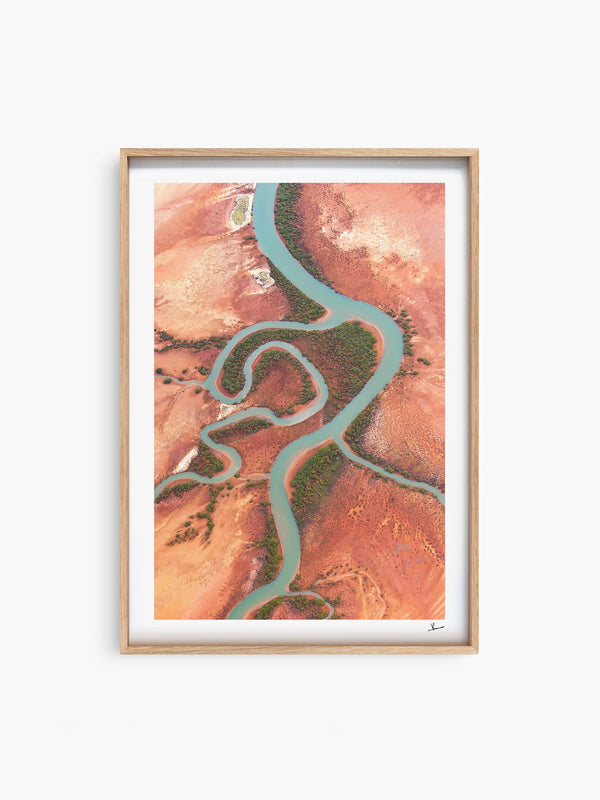Desert Arteries — wall art print in ShadowBox Raw Wood frame · Australia Unseen