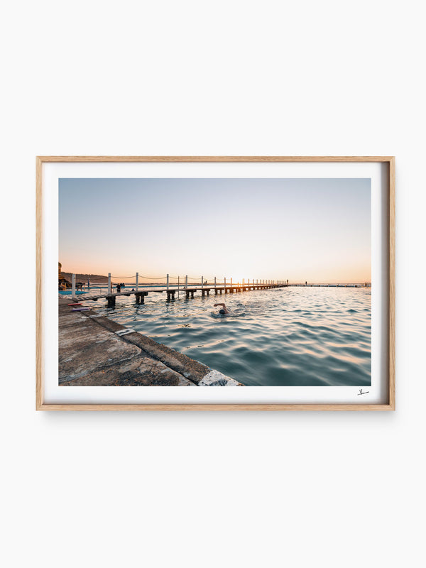 Narrabeen Rock Pool — wall art print in ShadowBox Raw Wood frame · Australia Unseen
