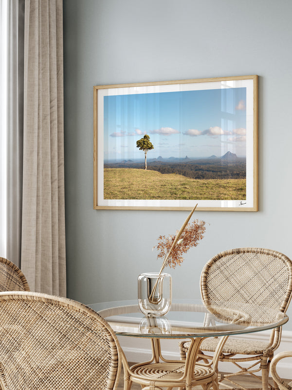 One Tree Hill 01 - Glass House Mountains Wall Art Print