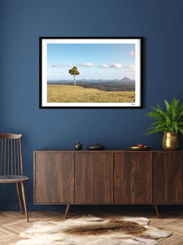One Tree Hill 01 - Glass House Mountains Wall Art Print