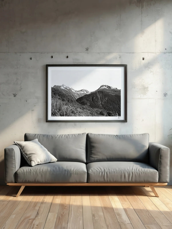 Routeburn Range – Black and White New Zealand Wall Art Print