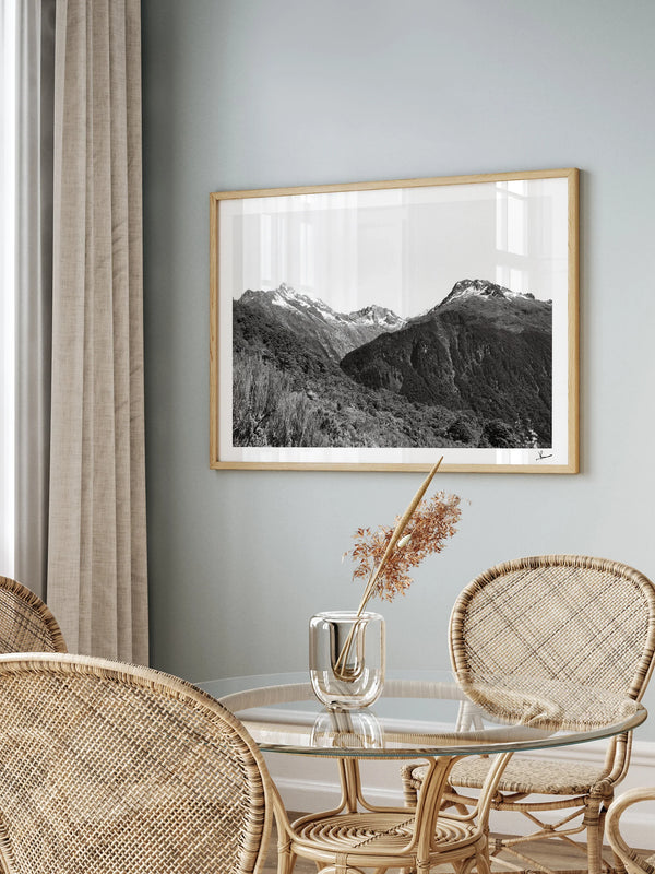 Routeburn Range – Black and White New Zealand Wall Art Print