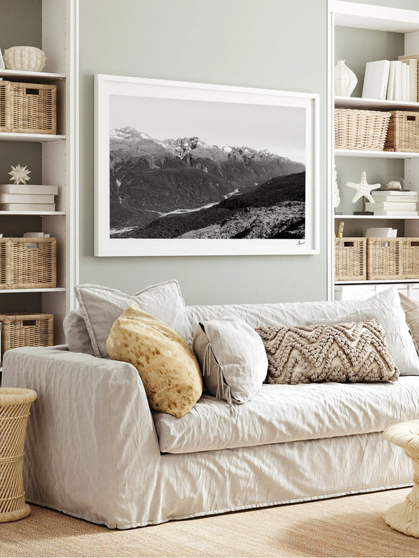 Hollyford Valley – Black and White New Zealand Wall Art Print