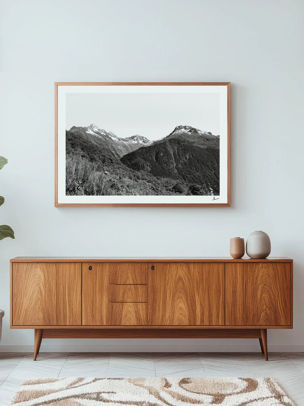 Routeburn Range – Black and White New Zealand Wall Art Print