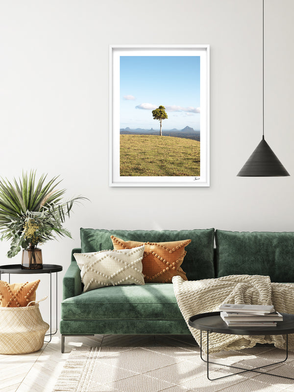 One Tree Hill 02 - Glass House Mountains Wall Art Print