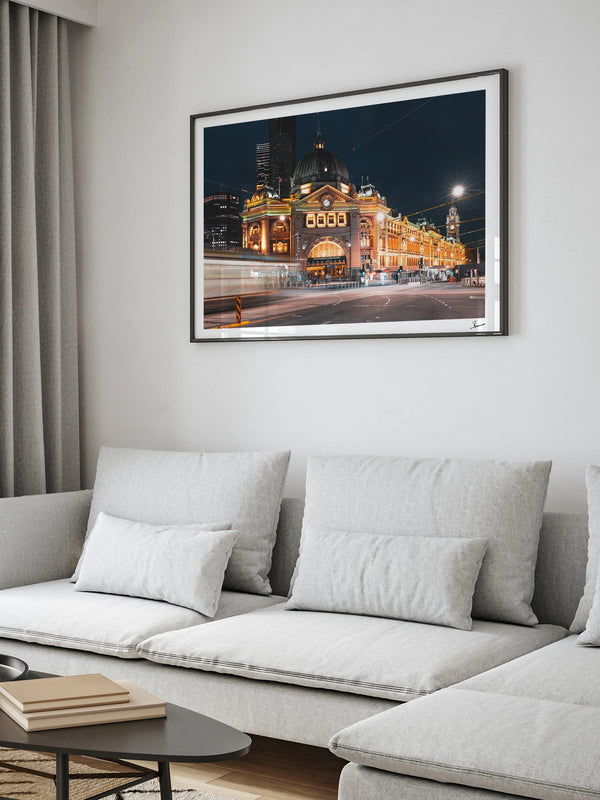 Flinders Street Station (night time) - Wall Art Print