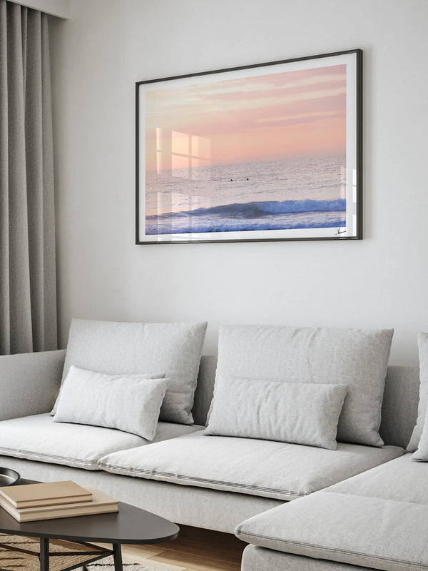 Pastel Sunrise with Dolphins (Boomerang Beach) - Wall Art Print
