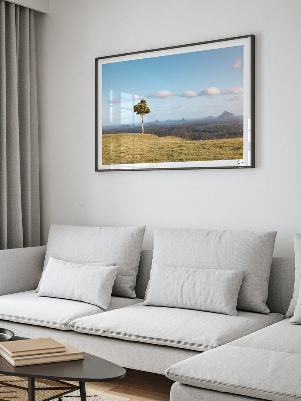 One Tree Hill 01 - Glass House Mountains Wall Art Print