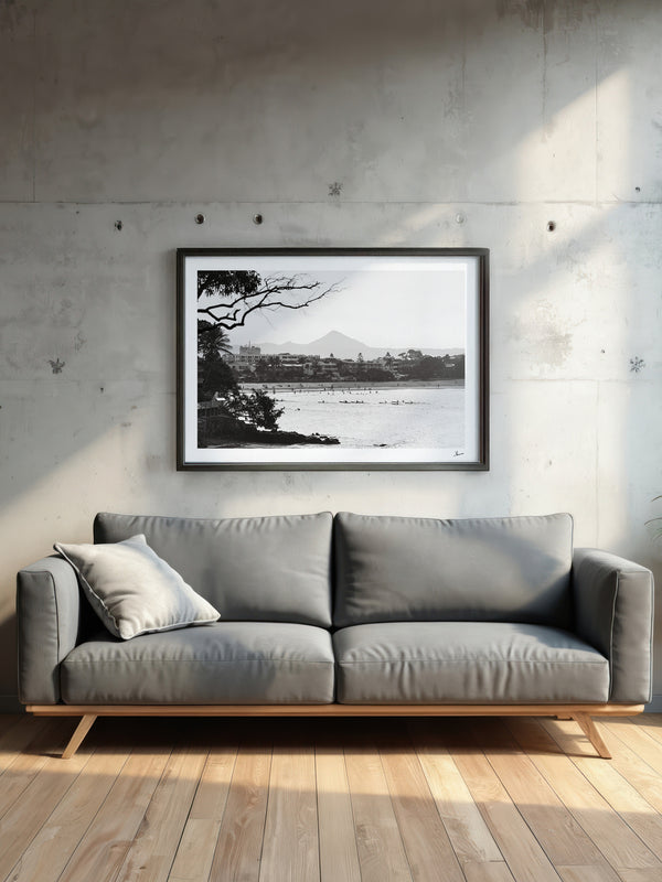 Across the Bay – Noosa Black and White Wall Art Print