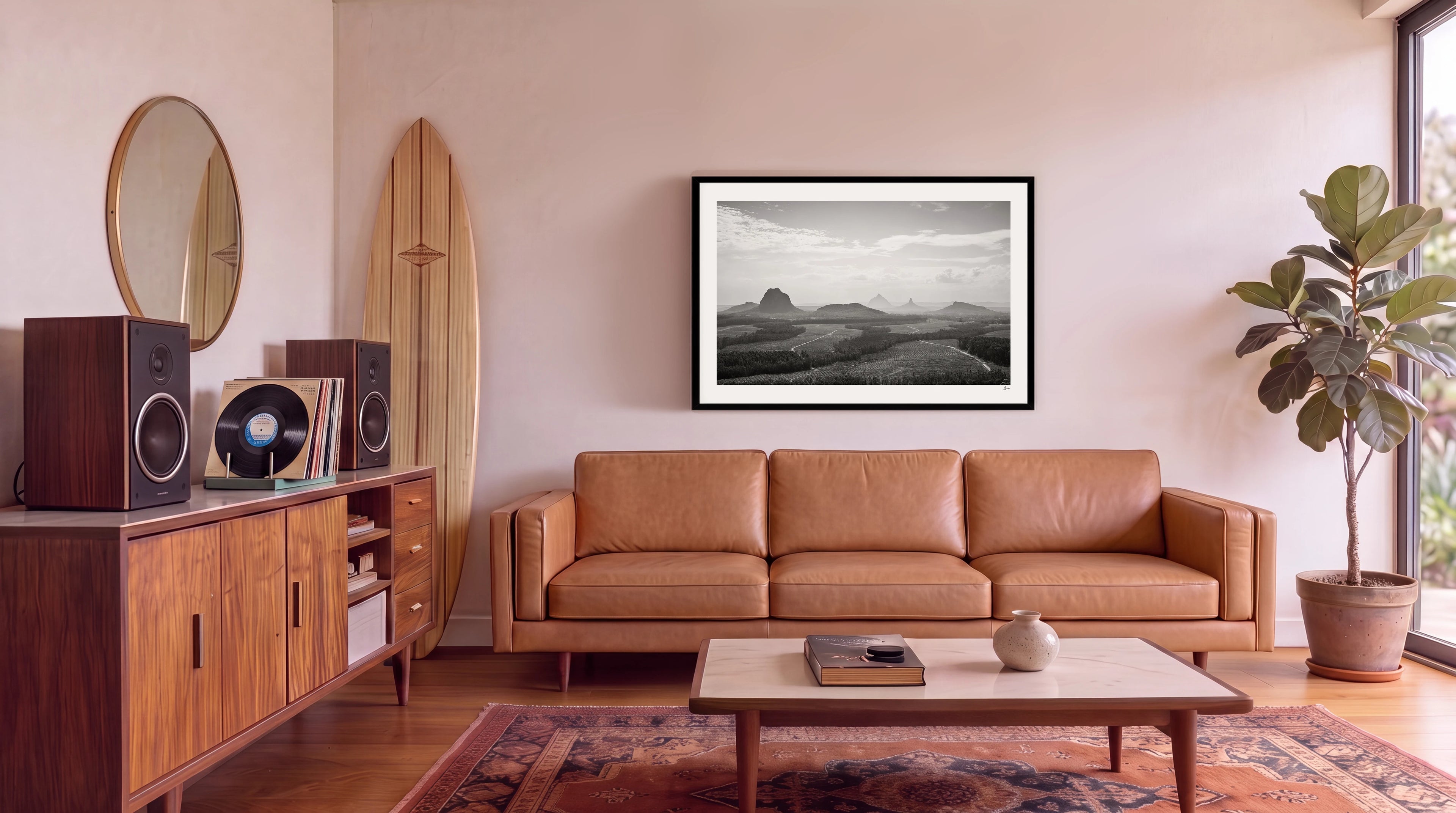 Glass House Mountains 04 - Black & White Wall Art Print