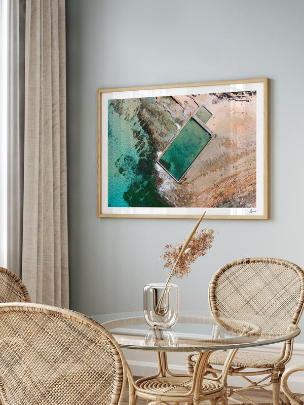 Bulli Rock Pool — framed wall art print styled in a room · Australia Unseen