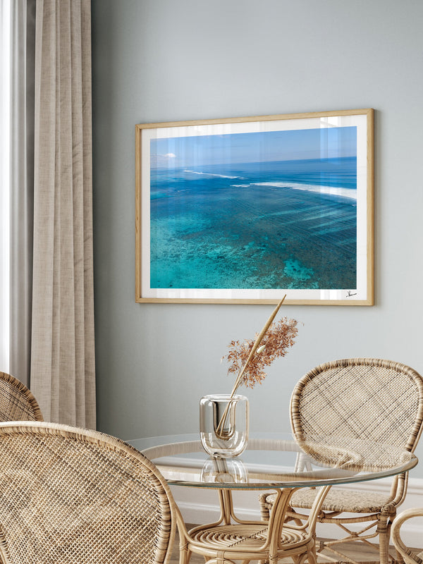 Ningaloo Reef — framed wall art print styled in a room · Australia Unseen