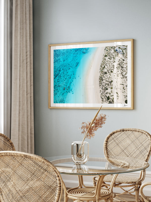 Turquoise Bay — framed wall art print styled in a room · Australia Unseen
