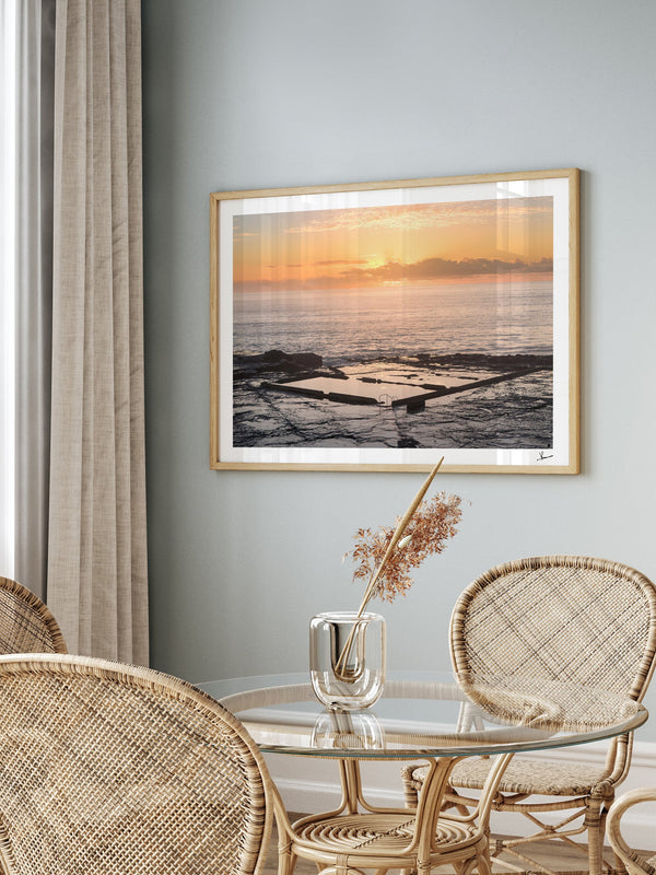 Werri Beach Pool — framed wall art print styled in a room · Australia Unseen