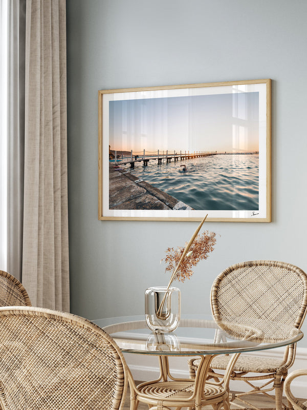Narrabeen Rock Pool — framed wall art print styled in a room · Australia Unseen