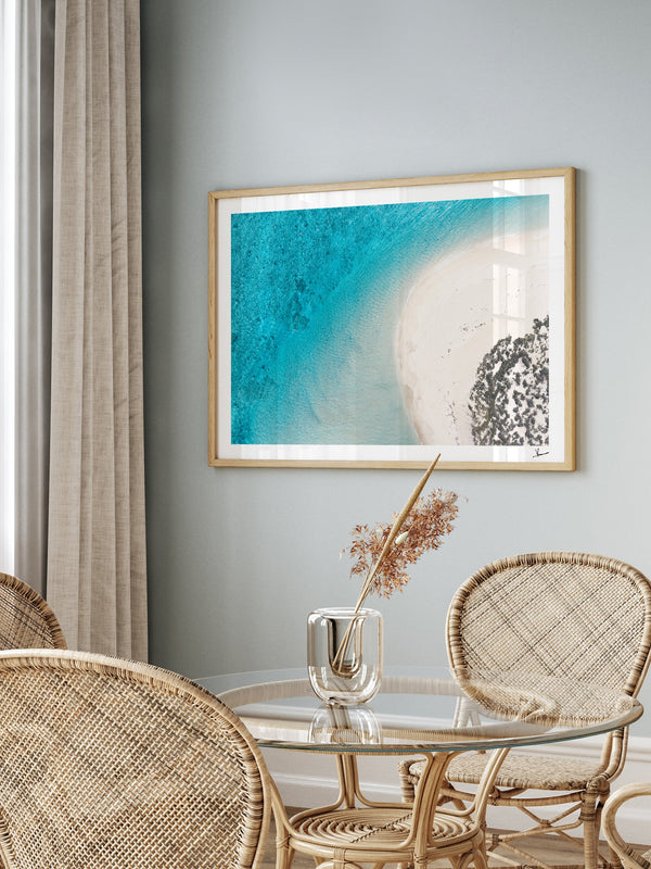Sand Curve — framed wall art print styled in a room · Australia Unseen