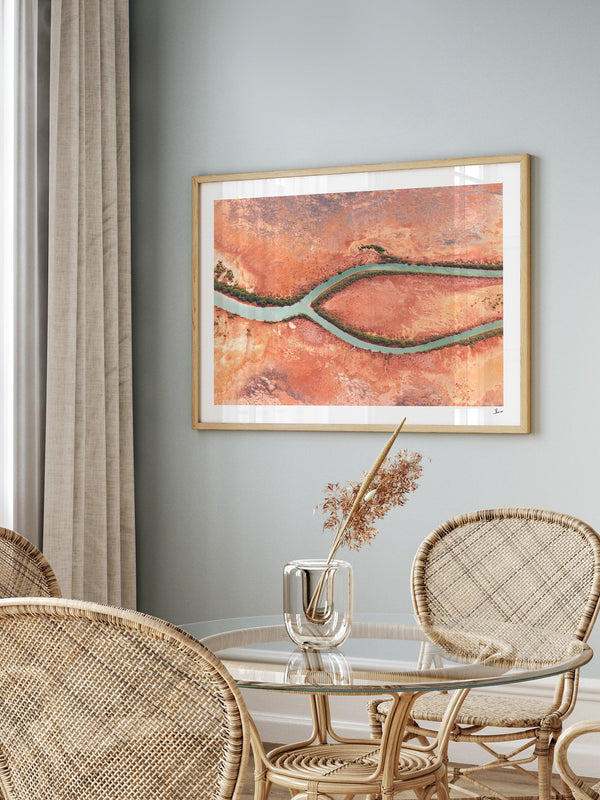 Wishbone — framed wall art print styled in a room · Australia Unseen