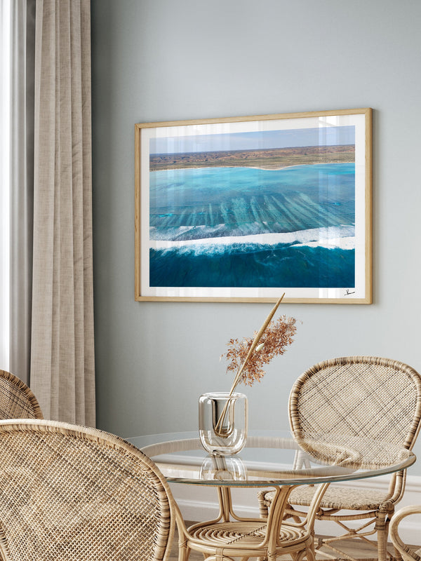 Ningaloo Reef — framed wall art print styled in a room · Australia Unseen