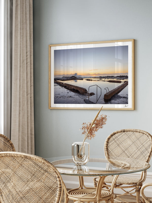 Werri Beach Pool — framed wall art print styled in a room · Australia Unseen
