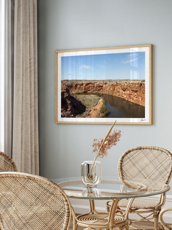 Yardie Creek — framed wall art print styled in a room · Australia Unseen