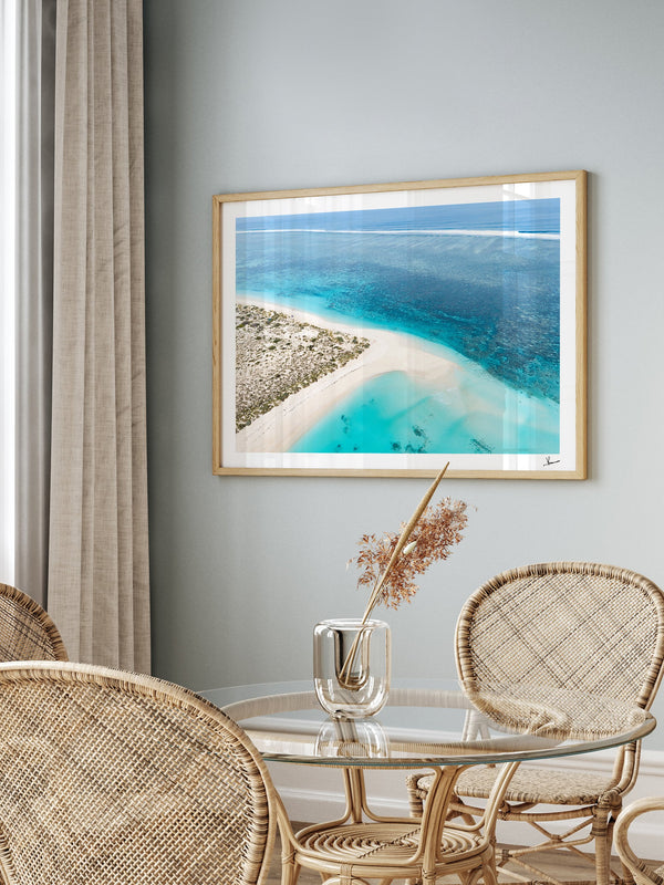 Turquoise Bay — framed wall art print styled in a room · Australia Unseen
